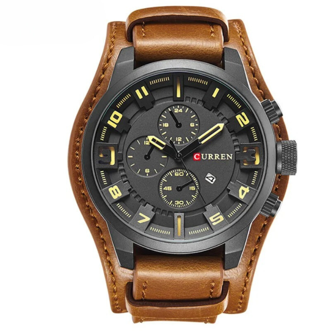 Hochwertige Herren Chronograph Armbanduhr – klassisches Design, echtes Leder, für Business und elegante Anlässe 5
