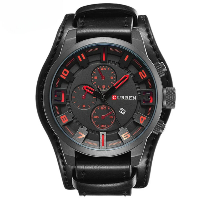 Hochwertige Herren Chronograph Armbanduhr – klassisches Design, echtes Leder, für Business und elegante Anlässe 6