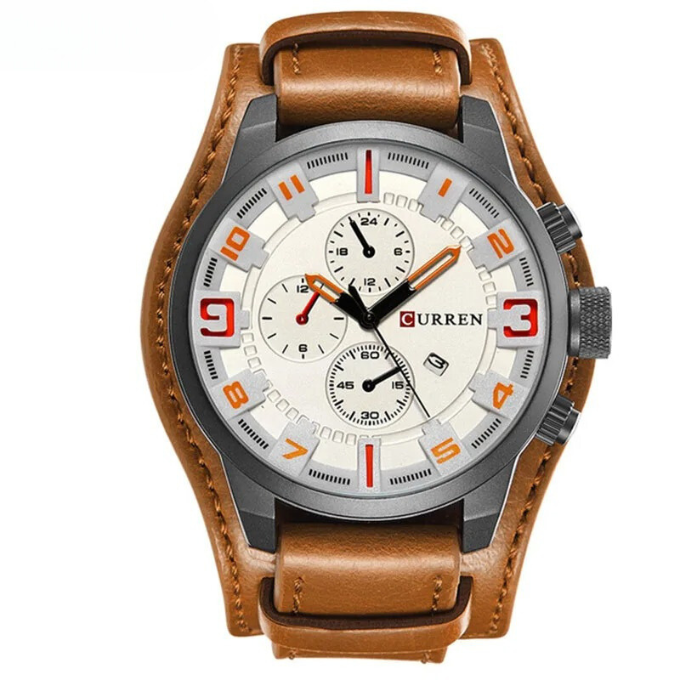 Hochwertige Herren Chronograph Armbanduhr – klassisches Design, echtes Leder, für Business und elegante Anlässe 7
