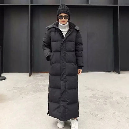 Oversized Windproof Women's Maxi Coat - Quilted Insulated
