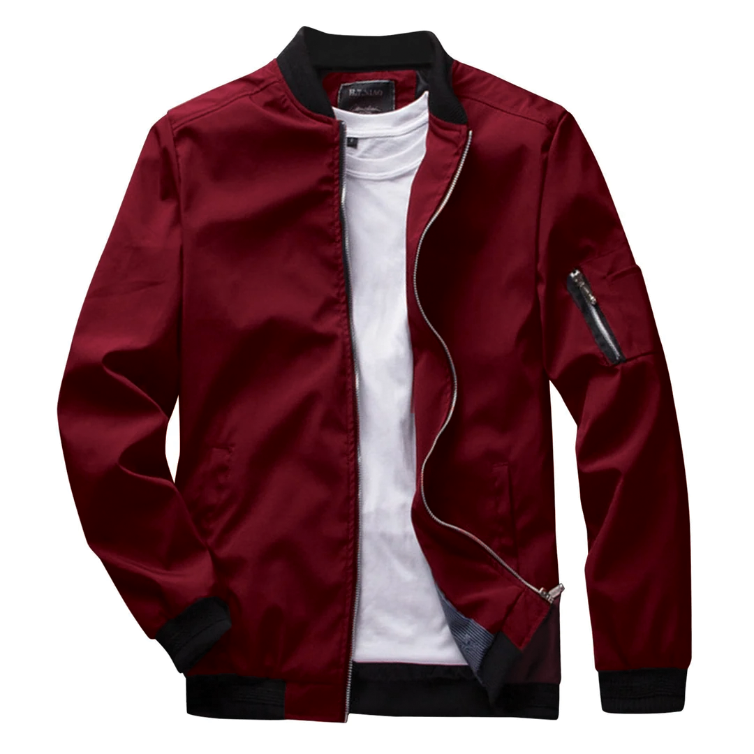 Light Mens Bomber Jacket - Waist Length, Cotton Blend