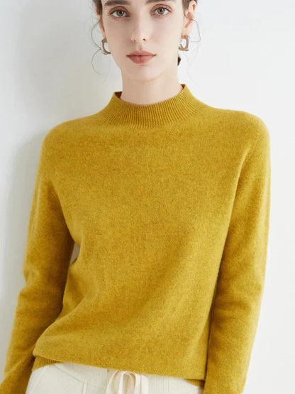 Plush Timeless Women’s Pullover - Mock Neck, Wool, Work