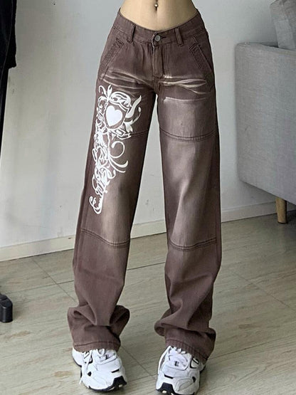 Women's Baggy Low Rise Jeans, Y2K Vintage Denim with Comfortable Fit, Casual Style, Multiple Washes Available-3