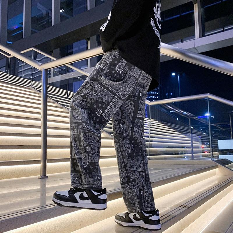 Black Bandana Jeans with Unique Prints for Stylish Urban Wear, Comfortable Fit, High-Quality Denim-3