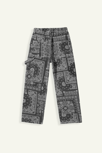 Black Bandana Jeans with Unique Prints for Stylish Urban Wear, Comfortable Fit, High-Quality Denim-1
