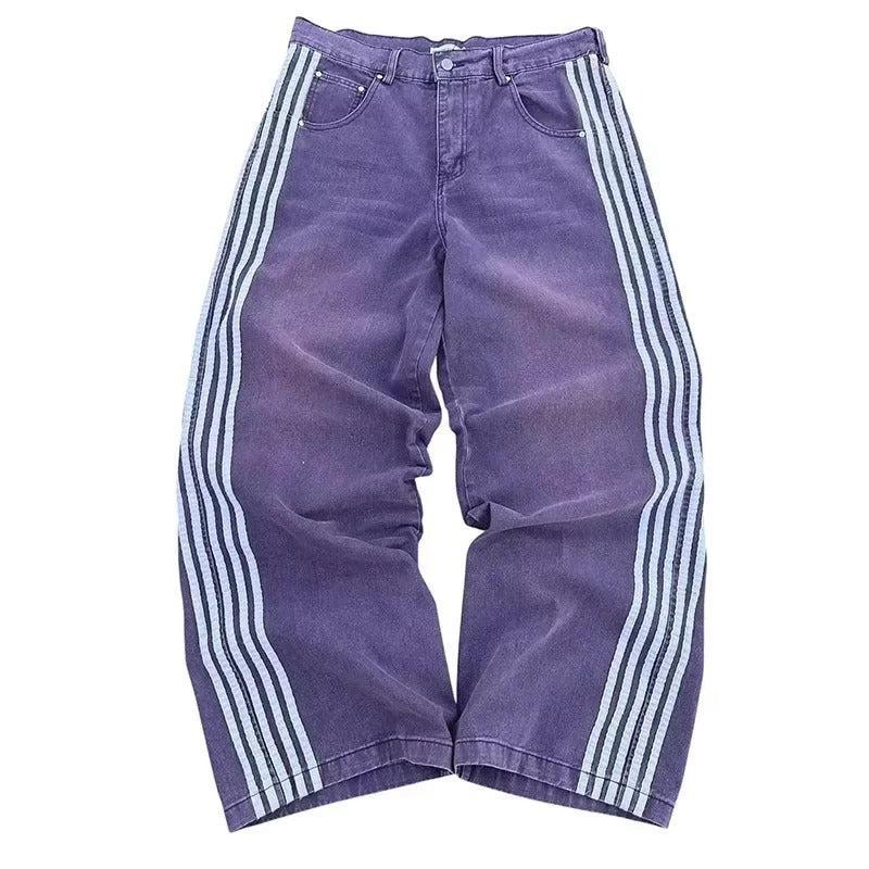 Wide Leg Jeans with Embroidered Cross Design, Unisex Y2K Style, Comfortable Baggy Fit, Sizes S to 3XL-5