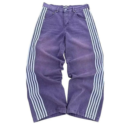 Wide Leg Jeans with Embroidered Cross Design, Unisex Y2K Style, Comfortable Baggy Fit, Sizes S to 3XL-5