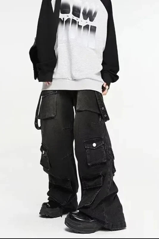 Black Denim Jeans with Fitted Cut for Gothic Style and Flattering Fit, Comfortable Casual Wear-3