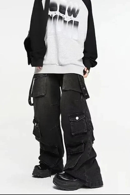 Black Denim Jeans with Fitted Cut for Gothic Style and Flattering Fit, Comfortable Casual Wear-3