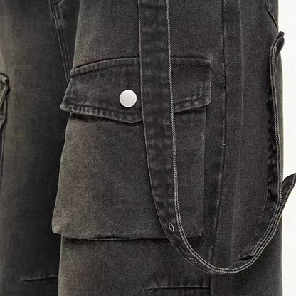 Black Denim Jeans with Fitted Cut for Gothic Style and Flattering Fit, Comfortable Casual Wear-6