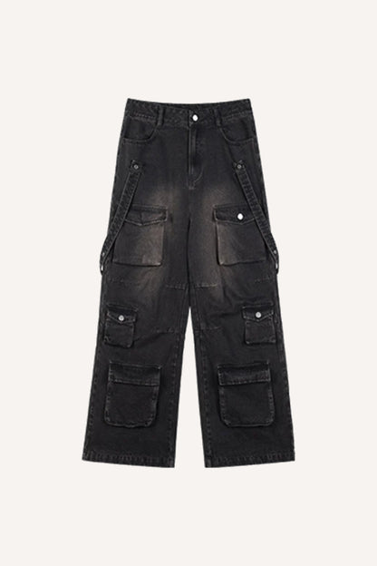 Black Denim Jeans with Fitted Cut for Gothic Style and Flattering Fit, Comfortable Casual Wear-2