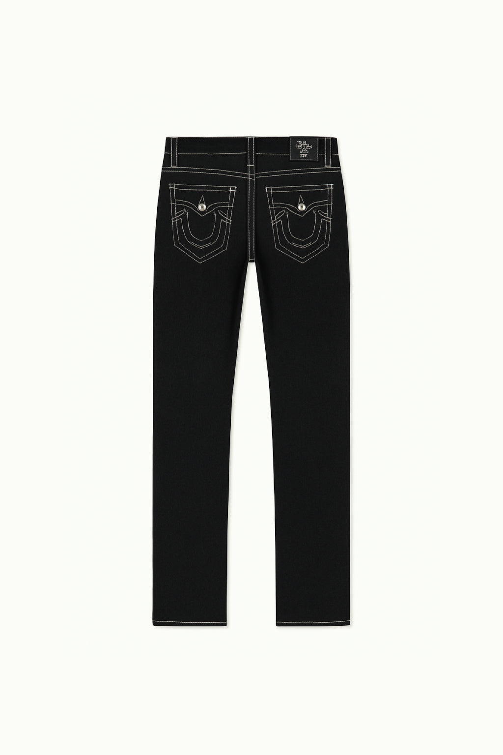 Black Y2K Jeans with White Stitching, Comfortable Fit, Regular Length, Versatile Style, 100% Cotton-1