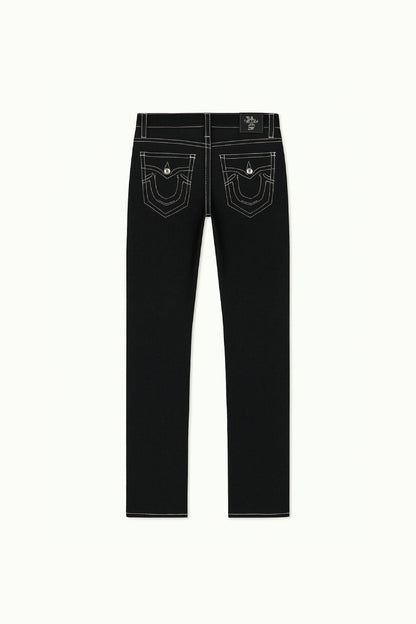 Black Y2K Jeans with White Stitching, Comfortable Fit, Regular Length, Versatile Style, 100% Cotton-1