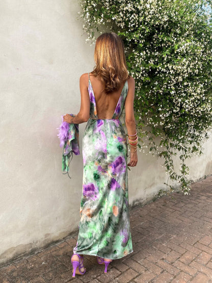 Elegant Open Back White Maxi Dress for Women with Halo Design and Fluid Silhouette, Perfect for Summer Events and Special Occasions-3