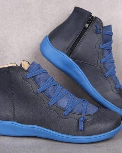 Supportive Timeless Leather Ankle Boots - Lace Up, Casual