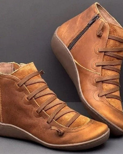 Supportive Timeless Leather Ankle Boots - Lace Up, Casual