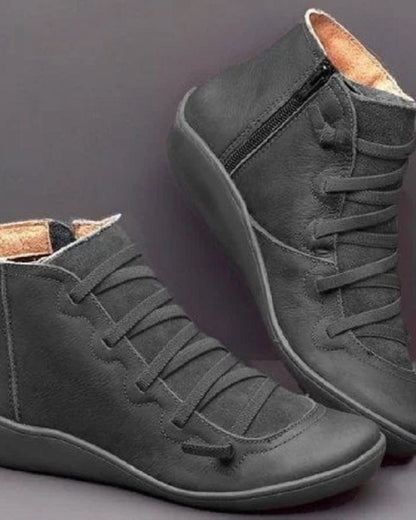 Supportive Timeless Leather Ankle Boots - Lace Up, Casual