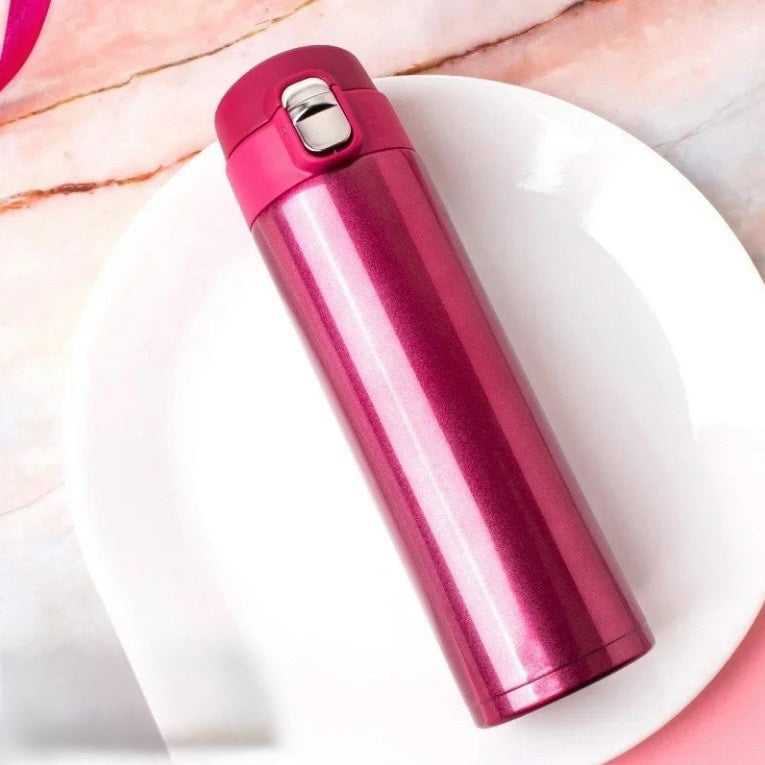 Stainless 500ml Steel Vacuum Flask - Bouncing Cover Thermo Mug for Coffee, Tea, Milk, Travel Use