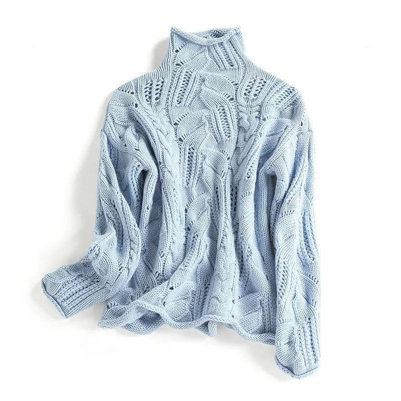 Plush Women’s Cashmere Sweater - Cable Knit, Cashmere, Casual