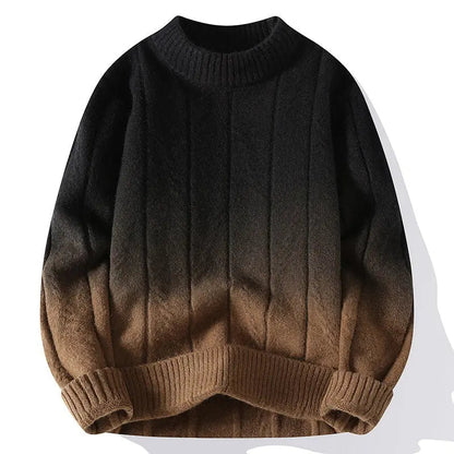 Plush Timeless Men's Gradient Knit Sweater - Crewneck Wool