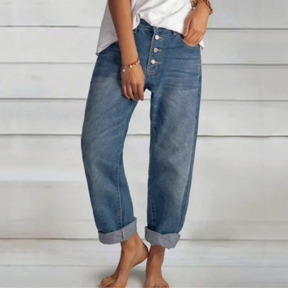 Stylish Women's Denim Pants with Unique Design and Comfortable Fit in Classic Blue, Available in Sizes S-3XL-2