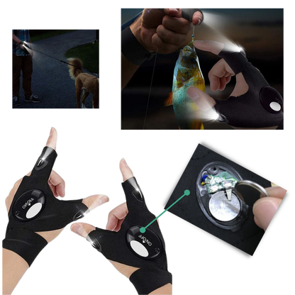 LED Gloves With Water-Resistant Lights - Battery Powered, Cozy for Camping and Repairs