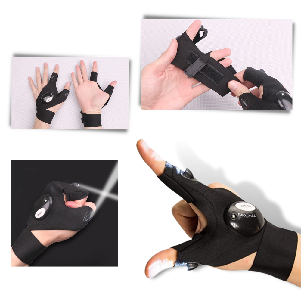 LED Gloves With Water-Resistant Lights - Battery Powered, Cozy for Camping and Repairs