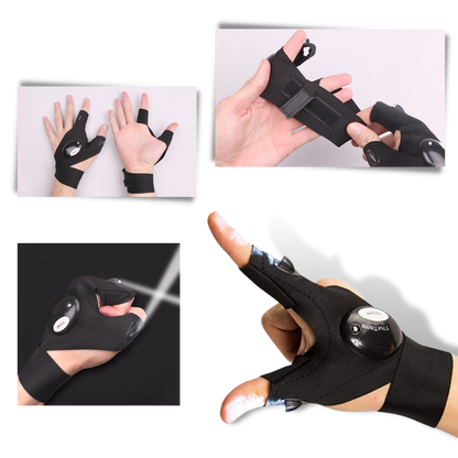 LED Gloves With Water-Resistant Lights - Battery Powered, Cozy for Camping and Repairs