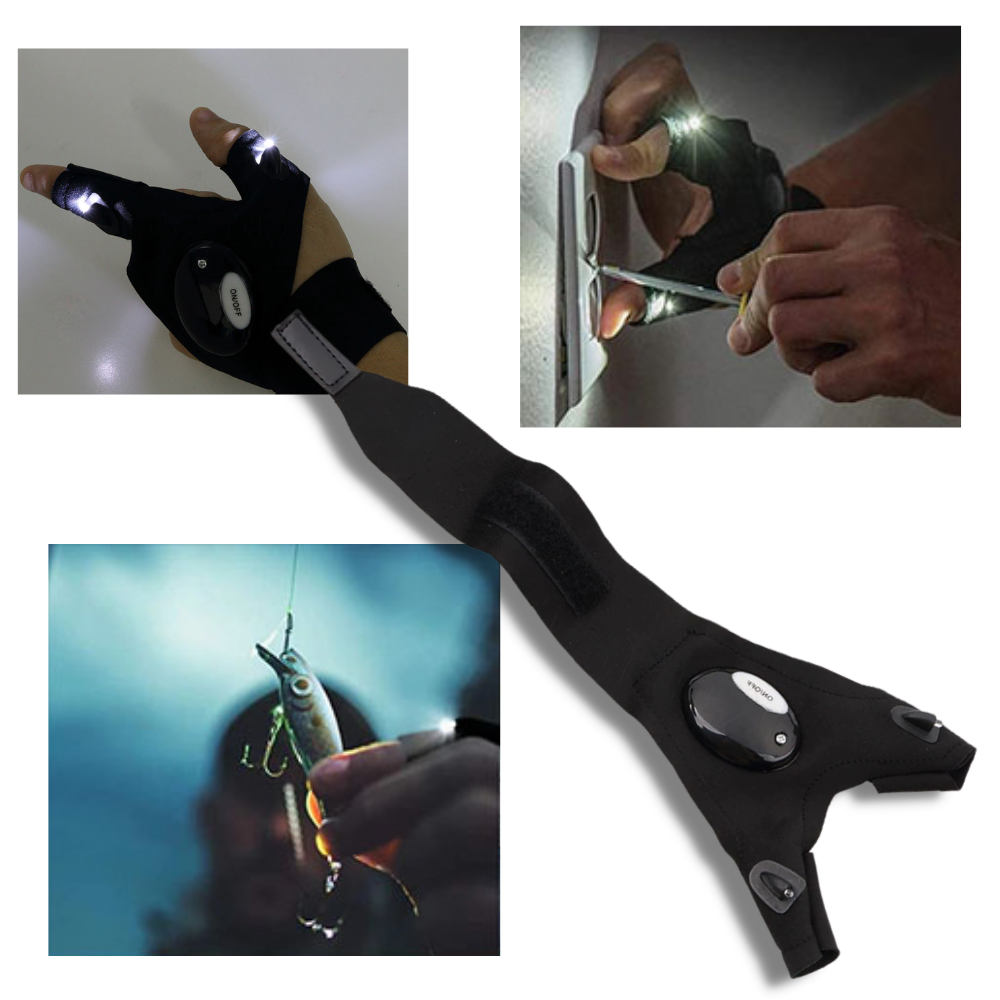 LED Gloves With Water-Resistant Lights - Battery Powered, Cozy for Camping and Repairs