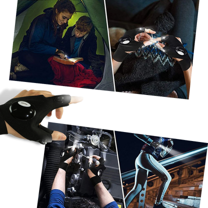 LED Gloves With Water-Resistant Lights - Battery Powered, Cozy for Camping and Repairs