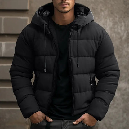 Men's Warm Puffer Jacket - Hooded, Insulated, Commuter