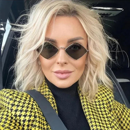 Leichte Damen-Sonnenbrille – unregelmäßiger Polygon-Style, Legierung, für den Alltag 3