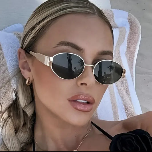 Leichte Damen Sonnenbrille – ovale Metallrahmen, UV400 Schutz, für den Alltag 0