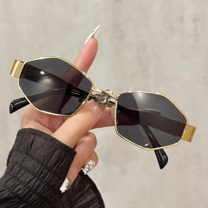 Leichte Damen Sonnenbrille – polygonales Design, metallischer Rahmen, für den Alltag 8