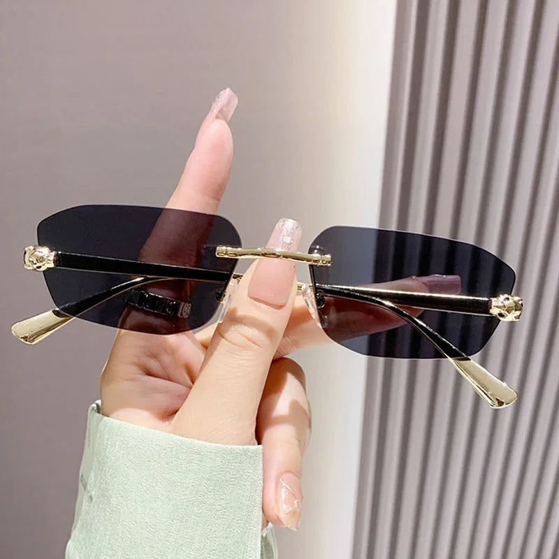 Leichte Damen Sonnenbrille – rahmenloses polygonales Design, Kunststoff, für den Sommer 4