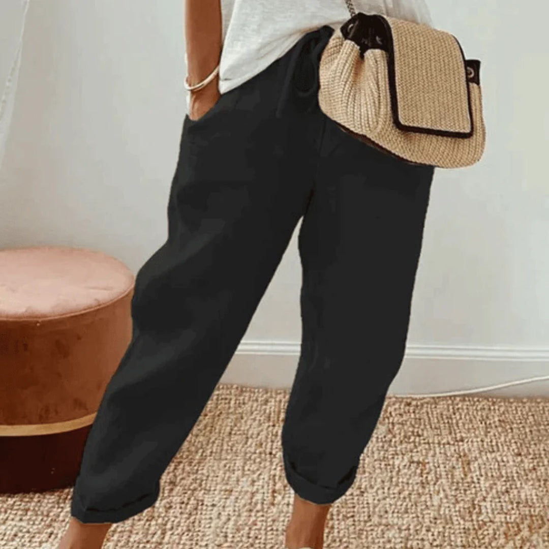 Leichte Damenhose – lockerer Schnitt, Baumwolle und Leinen, für Alltag und Freizeit 1