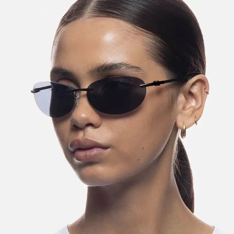 Leichte unisex Sonnenbrille – randlos oval, hochwertiger Kunststoff, für Strand und Stadt 4