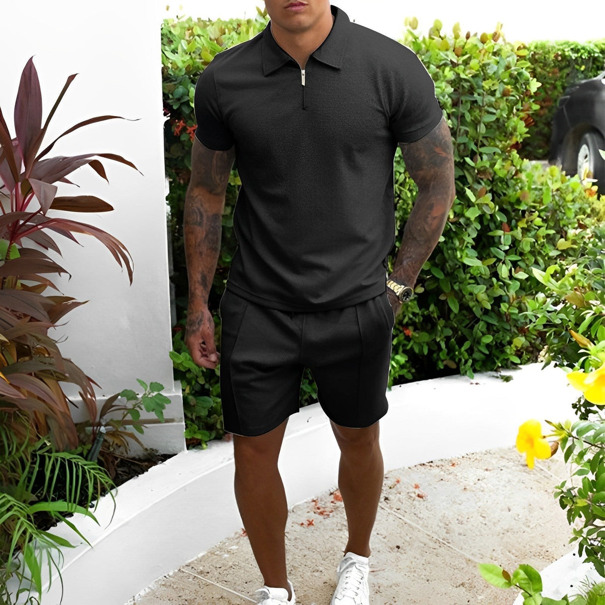 Leichtes Herren Sommer-Set – atmungsaktives Hemd und Shorts, für Freizeit und Strand 1