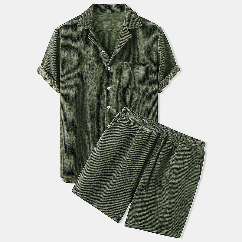 Leichtes & atmungsaktives Herren Sommer Set – lässiger Cord-Stil, Cordsamt, für Freizeitaktivitäten 2