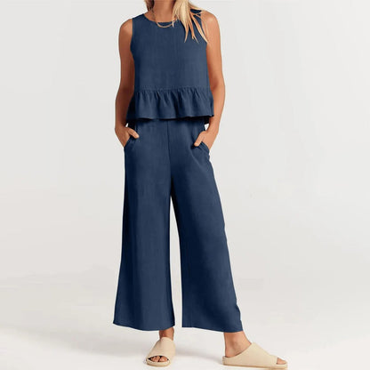 Leichtgewichtiger Damen-Zweiteiler – fließend, Polyester, für den Sommer 1