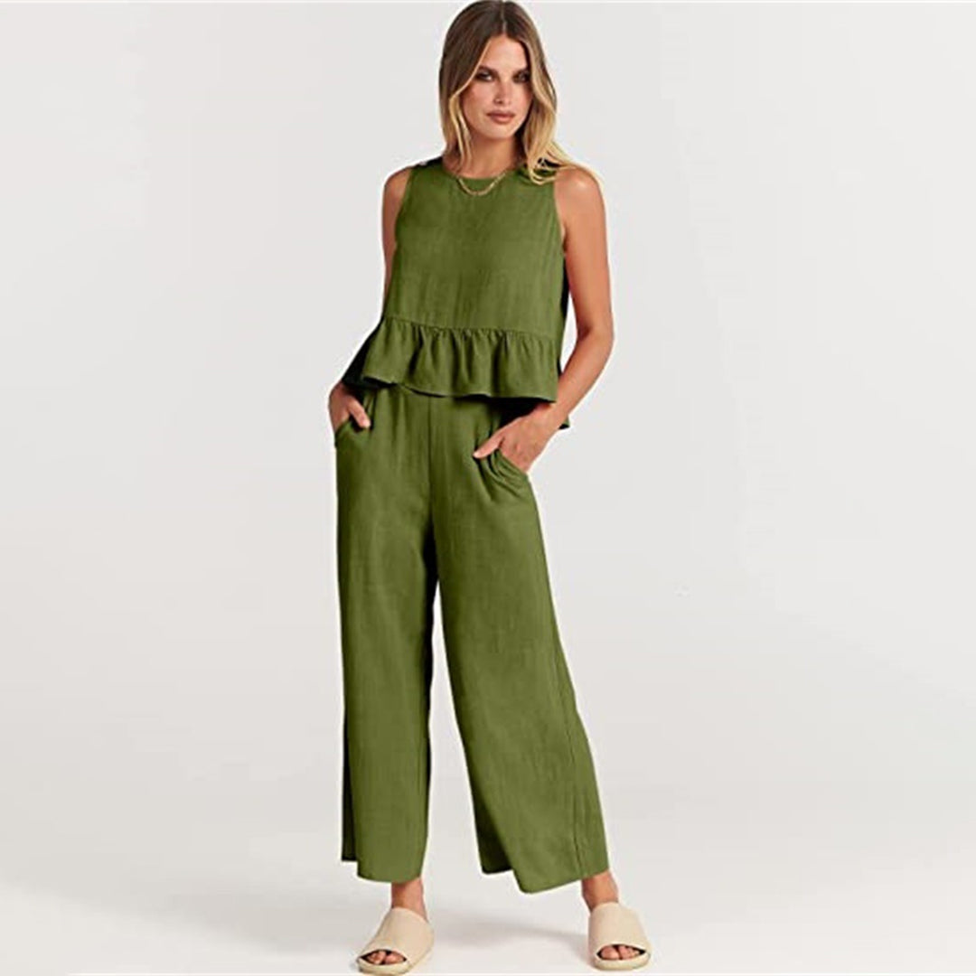 Leichtgewichtiger Damen-Zweiteiler – fließend, Polyester, für den Sommer 8