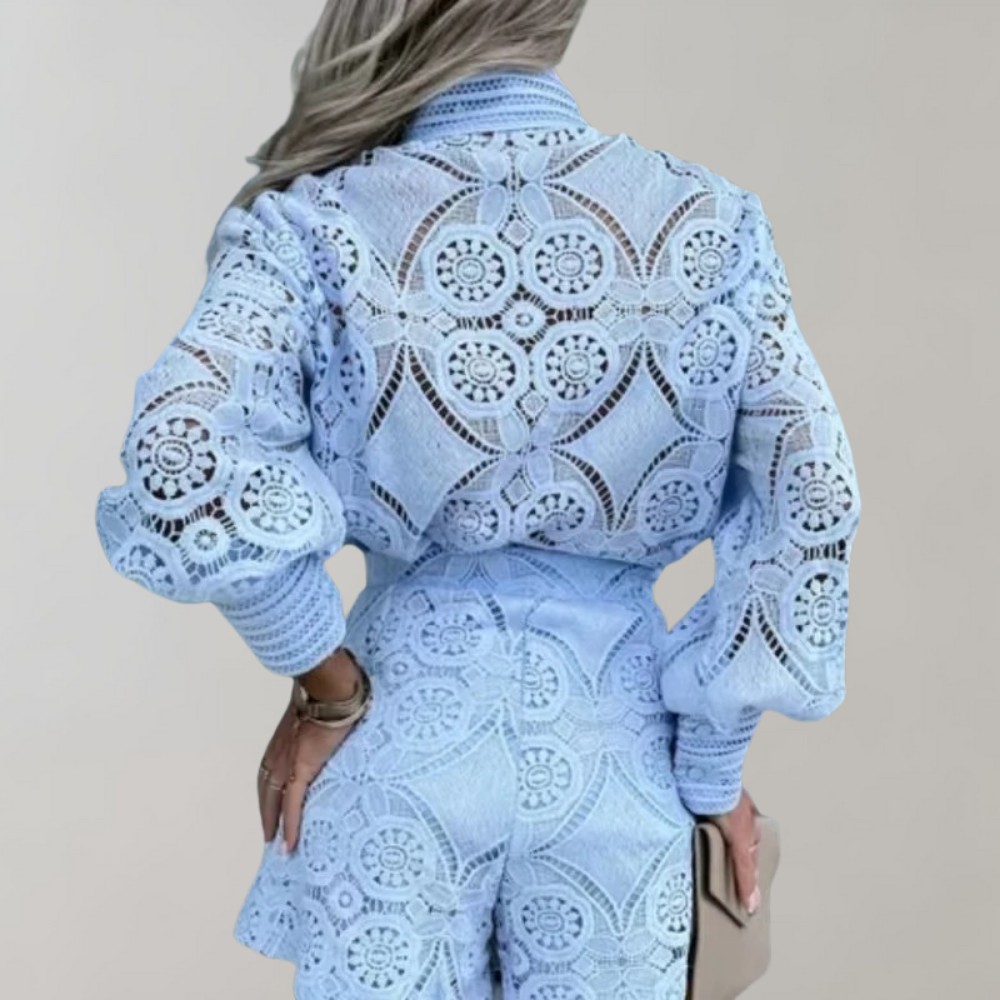 Leichtgewichtiger und flatternder Damen-Zweiteiler – lässiger Schnitt, Polyester, für Frühling und Sommer 5