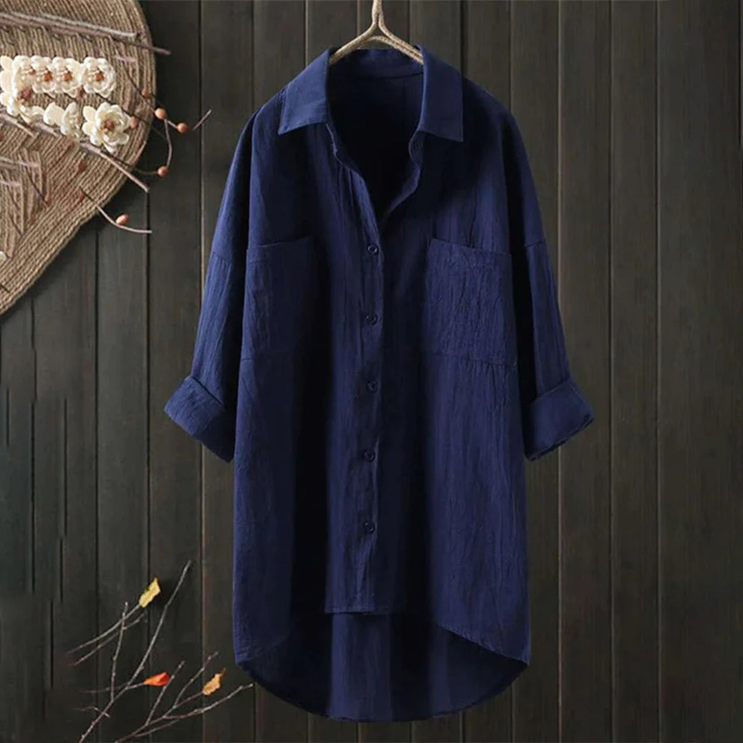 Elegant Loose Fit Button Down Shirt for Women - Trendy Blouse for Work and Casual Wear