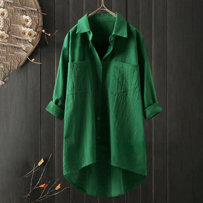 Elegant Loose Fit Button Down Shirt for Women - Trendy Blouse for Work and Casual Wear