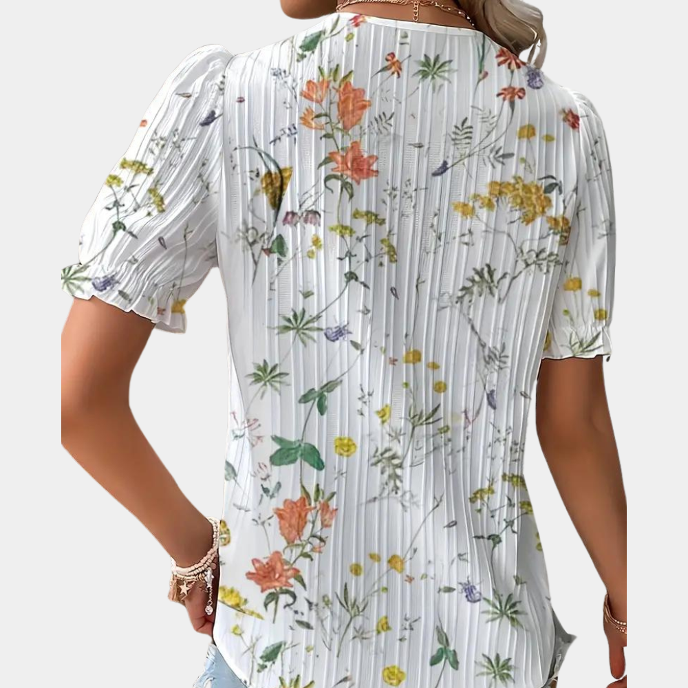 Lightweight & Flattering Women’s Blouse – Floral Lace Trim, Breathable Fabric, for Summer Outings 1