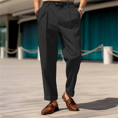 Lightweight men's dress pants – straight cut, breathable fabric, for formal occasions 0