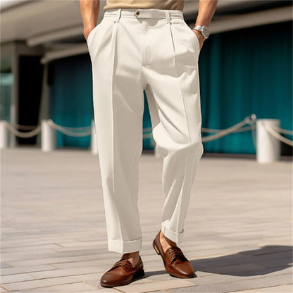 Lightweight men's dress pants – straight cut, breathable fabric, for formal occasions 2