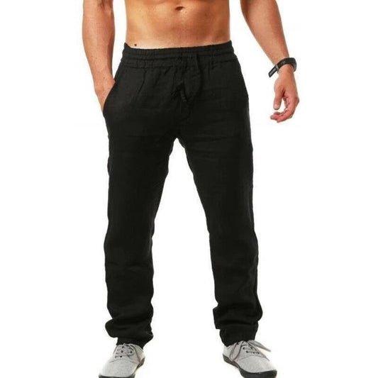 Lightweight men's linen trousers – breathable design, natural fabric, for summer outings 0