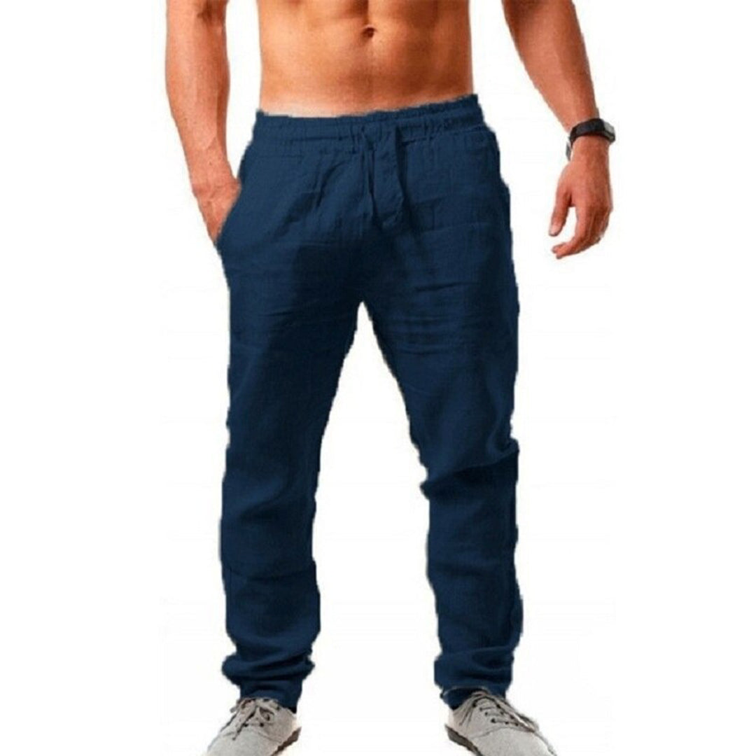 Lightweight men's linen trousers – breathable design, natural fabric, for summer outings 4