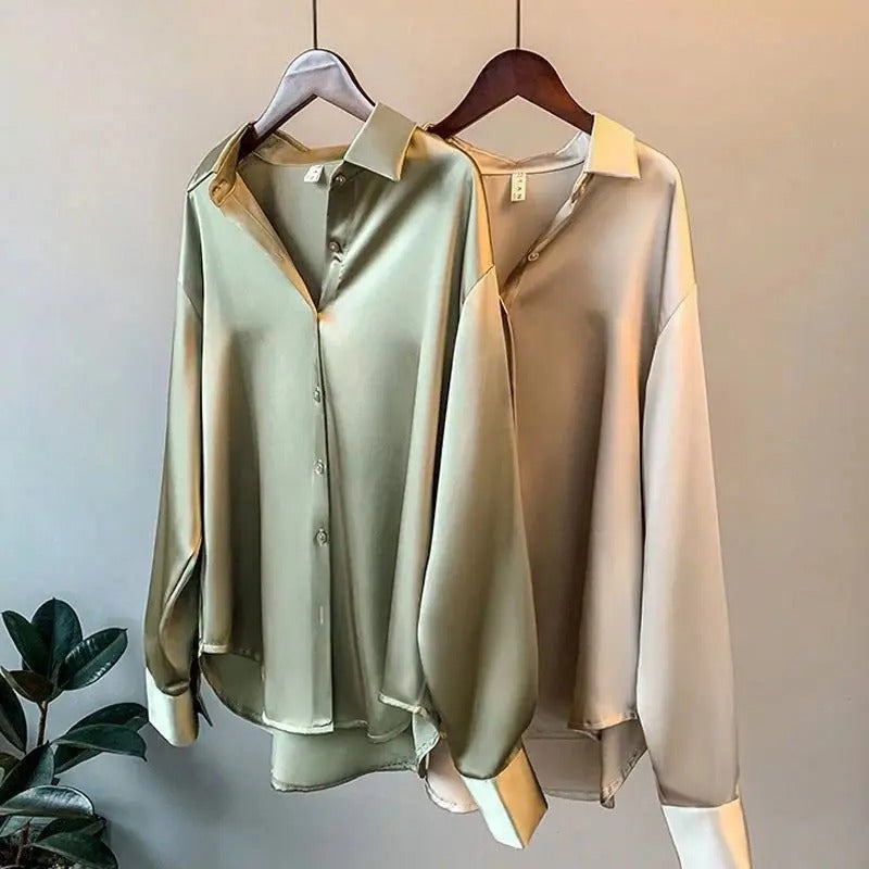 Lightweight women's blouse – long sleeve, satin blend, for versatile occasions 1